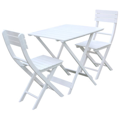 Charles Bentley 3 Piece Bistro Set Table & 2 Chairs - White Charles Bentley 3 Piece Bistro Set Table & 2 Chairs - White